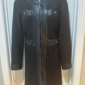 Boston Proper Black Textured wool coat